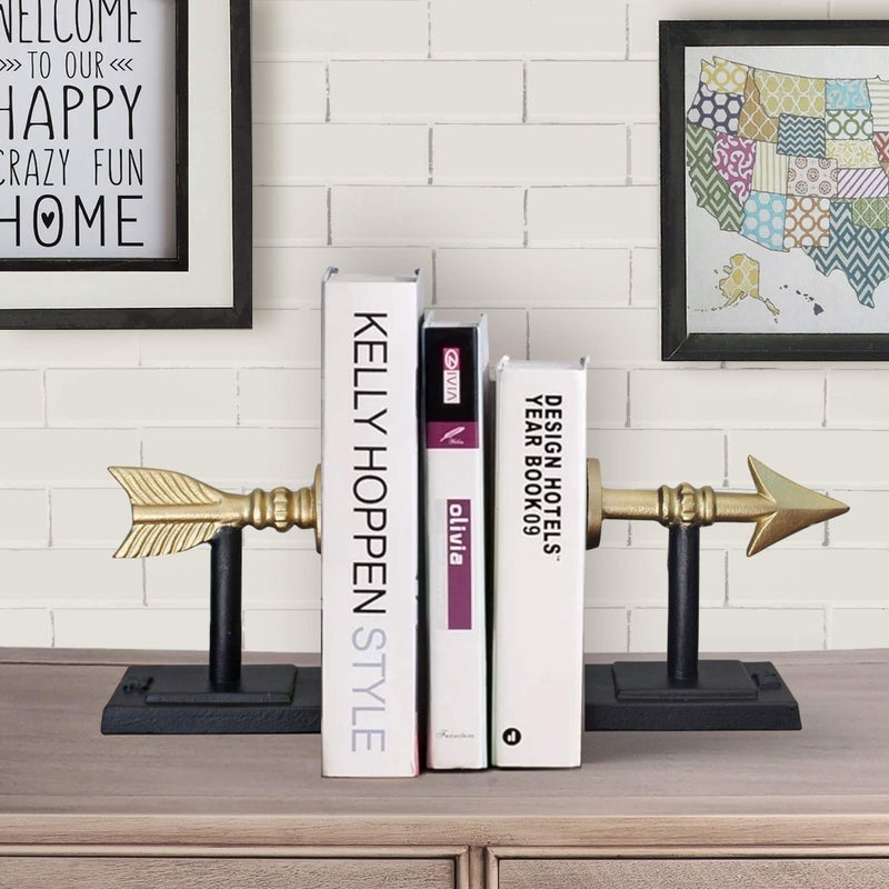 Wallcharmers Large Gold Arrow Metal Bookends | Heavy, Decorative, Farmhouse, & Unique for The Bookshelf by Wallcharmers - Image 5